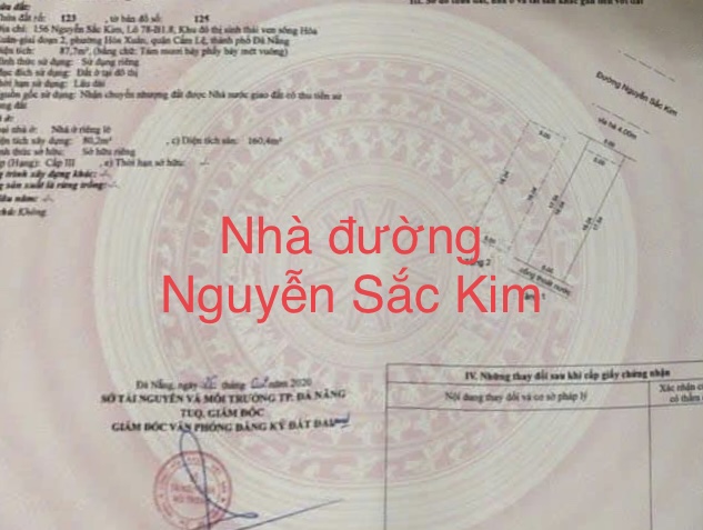 Bán nhà 2 tầng đường Nguyễn Sắc Kim