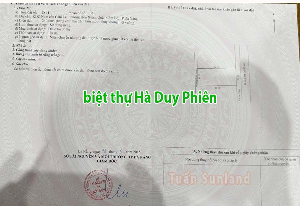 Bán lô biệt thự đường Hà Duy Phiên hoà xuân