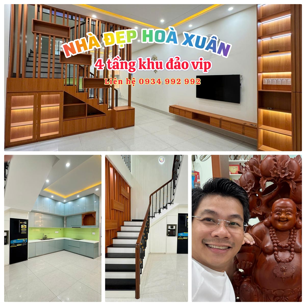 Nhà 4 tầng đảo vip hoà xuân chỉ 9,5 tỷ 