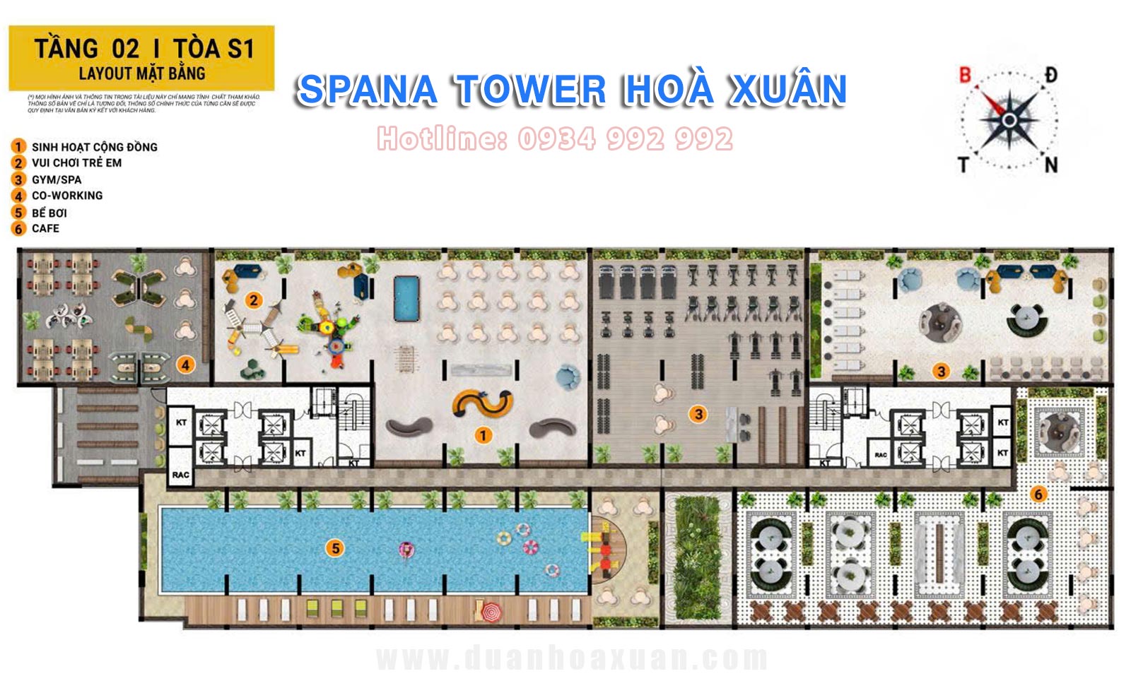 TẦNG TIỆN ÍCH SPANA HOÀ XUÂN LỘ DIỆN 